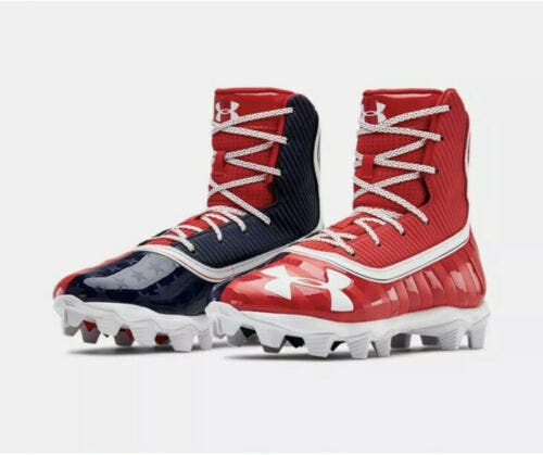 NEW UNDER ARMOUR men\'s highlight mc le usa football cleats shoes in white red Under Armour UA Highlight Football Cleats Men main image 2
