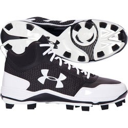new youth size 6 under armour heater tpu/mcs baseball molded cleats black/white