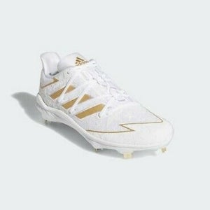 NEW Adidas Afterburner 7 playoff Baseball Cleats, White/Gold, Men's Size 15 FW0355
