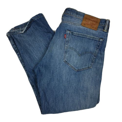 Levi's 504 Straight Fit Light Wash Denim Blue Jeans White Oak Cone Denim 36x30