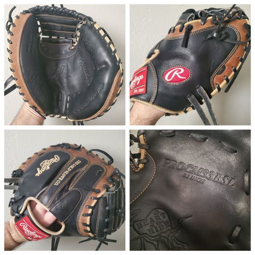 Used Rawlings Right Hand Throw Catcher's Heart of the Hide Baseball Glove 33"