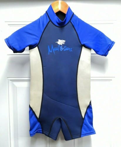 Maui and Sons Kids 3mm Teal Shorty Size Large LG L Scuba Dive WetSuit Youth Blue