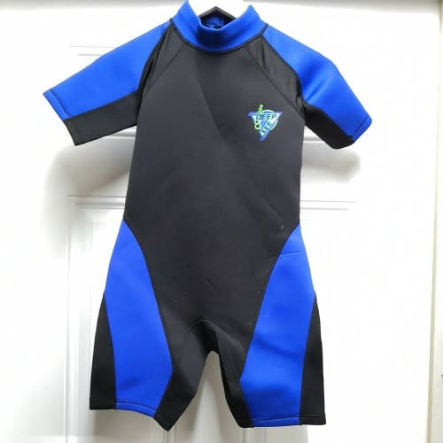Deep See Youth 3mm Blue / Black Shorty Size Youth Large Scuba Dive WetSuit