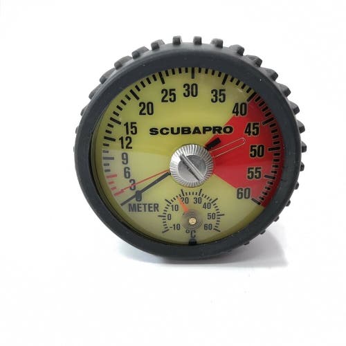 ScubaPro Depth Gauge 60 Meter - Metric with Thermometer Scuba Diving Analog 1425