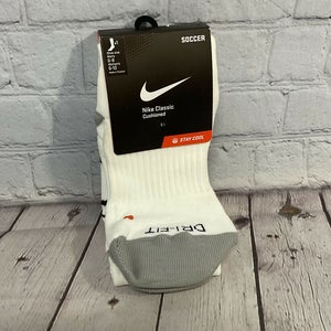 NEW Nike Men’s Dri-Fit Stay Cool Cushioned Soccer Socks Size 6-8 White Navy Blue