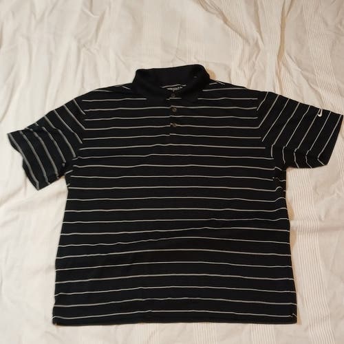 NIKE DRI-FIT GOLF SHIRT MENS XL POLO QUICK DRY MOISTURE WICKING BLACK/WHITE