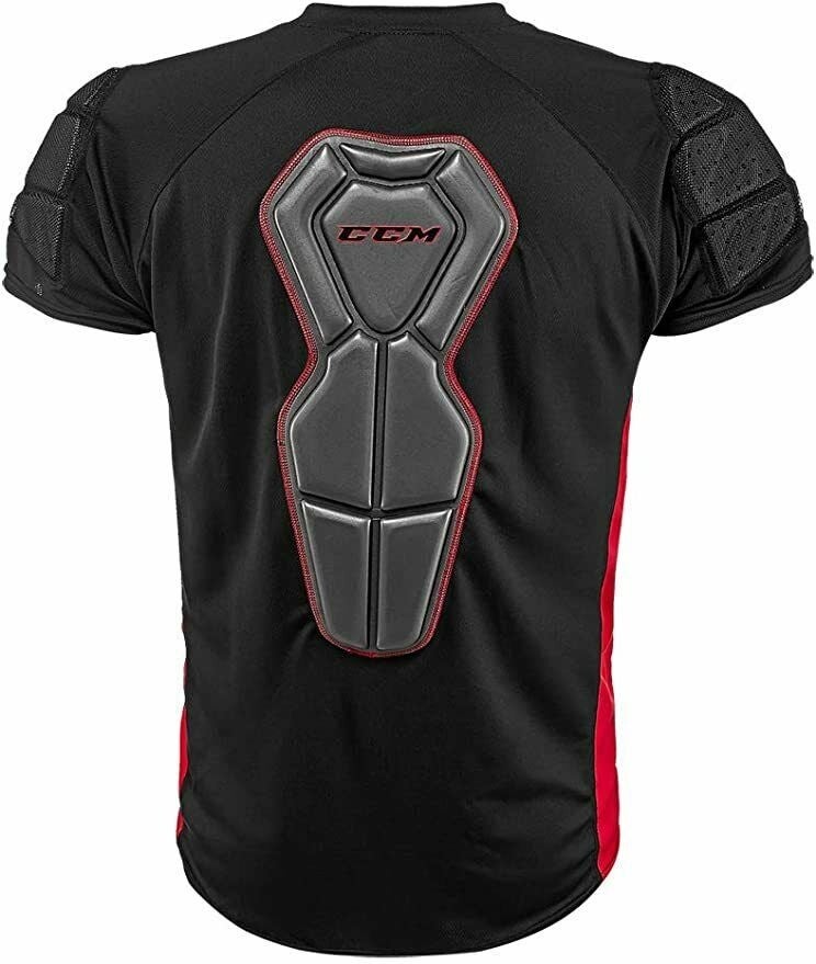 CCM Padded Compression Shirt Roller Hockey Lacrosse Junior Large Black Red 