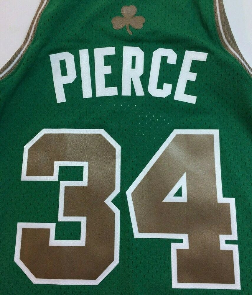 PAUL PIERCE Autographed Finals MVP Stat Celtics Green M&N Jersey