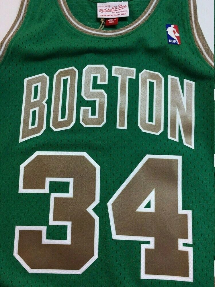PAUL PIERCE Autographed Finals MVP Stat Celtics Green M&N Jersey