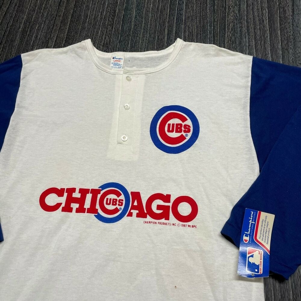 Vintage Champion 1987s Chicago Cubs UBS T-shirt Size L USA Made