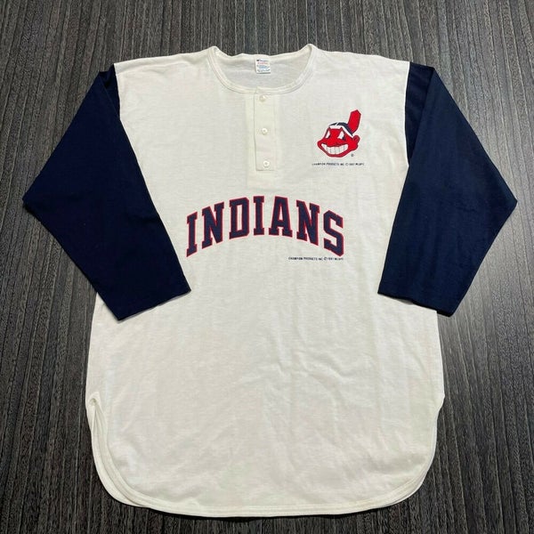 Cleveland Indians Shirt Men Large White MLB Baseball Vintage 80s Champion  Rare