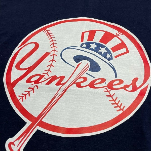 vtg 80s NEW YORK YANKEES CHAMPION HENLEY 3/4 SLEEVE MLB t-shirt BASEBALL  Medium