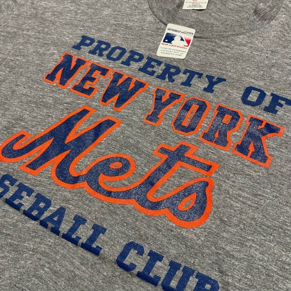 New York Mets T Shirt Men Large Vintage 80s Gray Tri Blend MLB