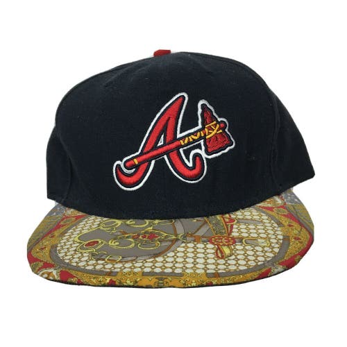 Custom Atlanta Braves Jewelry Design Brim Fitted 59Fifty Baseball Cap Sz 7 3/8