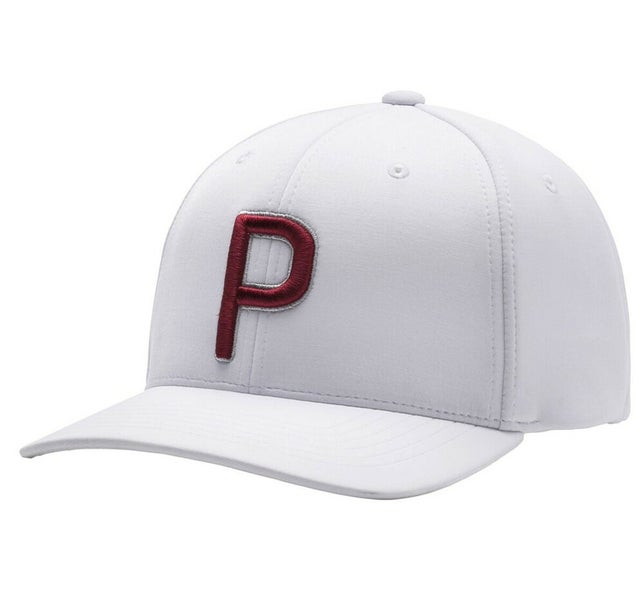 NEW Puma P110 Snapback Bright White/Barbados Cherry Adjustable Golf Hat/Cap