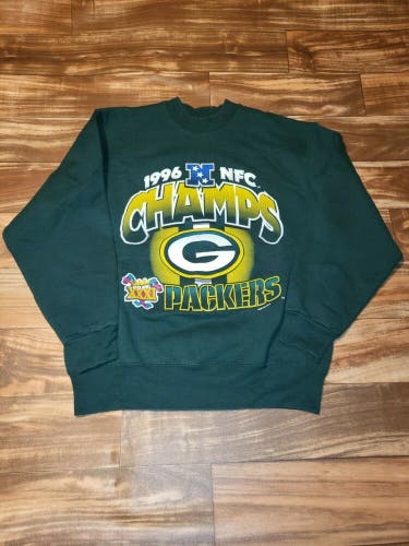 Vintage Green Bay Packers 1996 NFC Super Bowl XXXI Sweater Pullover Size Large