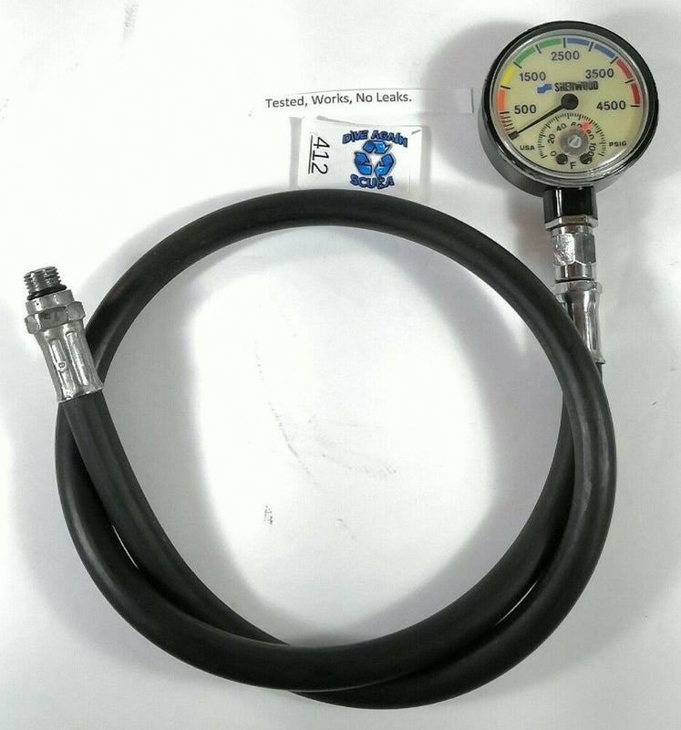 Sherwood 4500 PSI SPG Submersible Scuba Pressure Gauge w Thermometer        #412