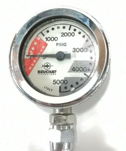 Beuchat Brass 5000 PSI SPG Submersible Pressure Gauge  5,000 with Hose      #896