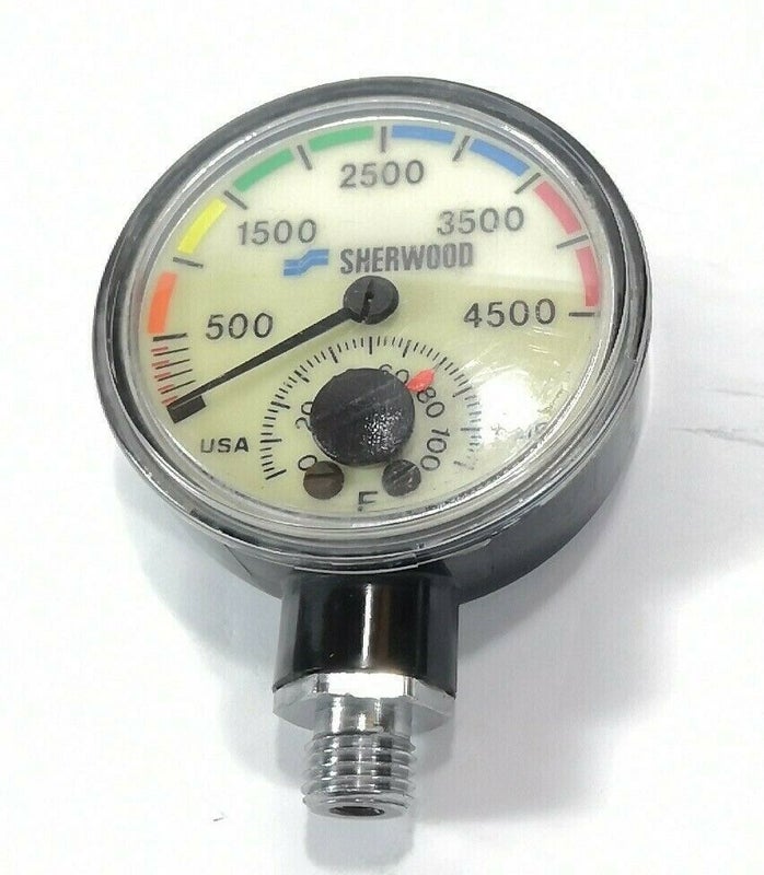 Sherwood 4500 PSI SPG Submersible Scuba Pressure Gauge w Thermometer      #860