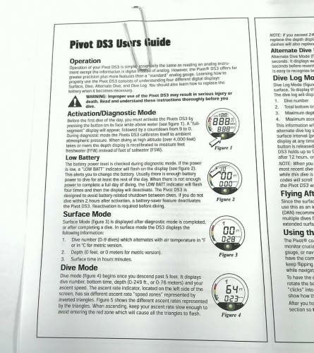 Printed Manual for Aqualung US Divers Pivot DS3 Bottom Timer Scuba Dive Computer