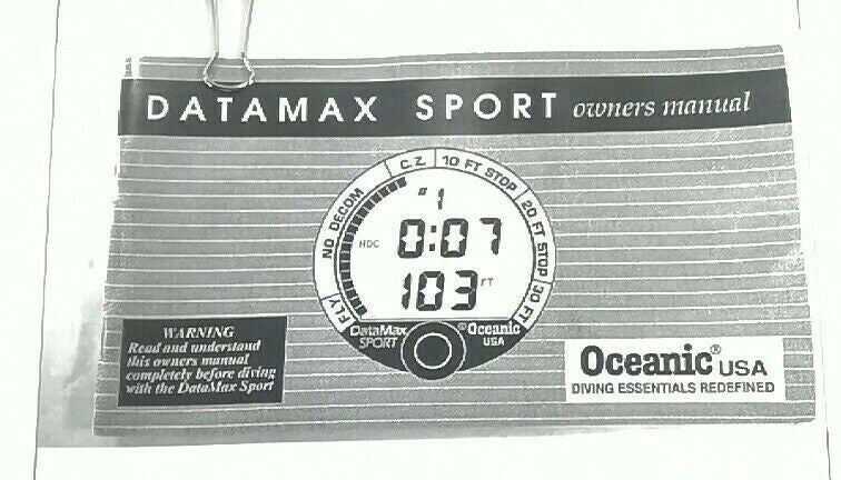 Oceanic Datamax Sport Dive Computer Manual Printed