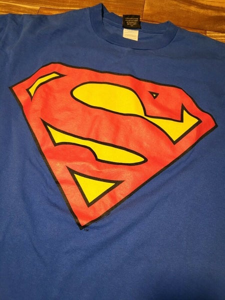 Vintage 2001 Superman Warner Bros Blue Movie Promo T Shirt Size