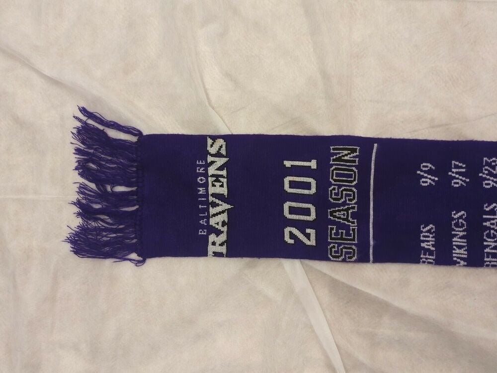 Vintage Baltimore Ravens 2001 Schedule Scarf NFL