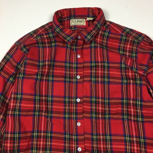 Vintage L.L. Bean Long Sleeve Button Up Casual Plaid Shirt USA *Repaired* (M)