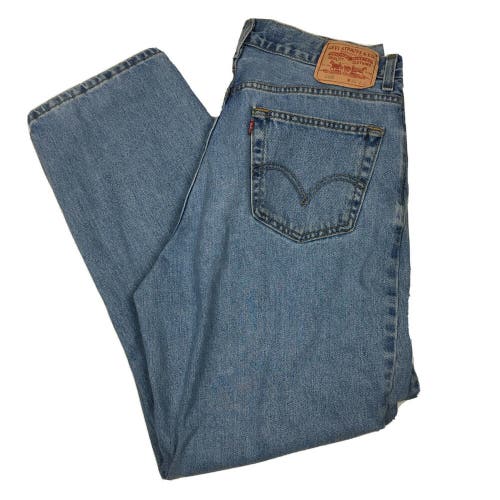 Levi's 560 Comfort Fit Straight Leg Denim Blue Jeans Distressed Men's 34x32
