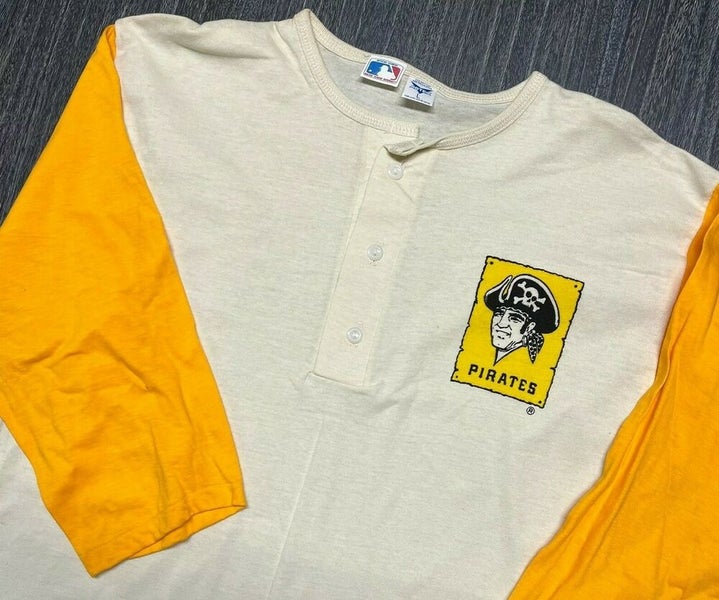 Pittsburgh Pirates Womens Nike Retro Logo T Shirt Yellow Size XL Slim Fit