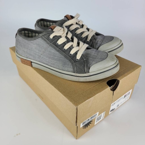 UGG Unisex Kids K Broderick Sneaker Shoes Gray 1011820 Lace Up Low Top 5Y