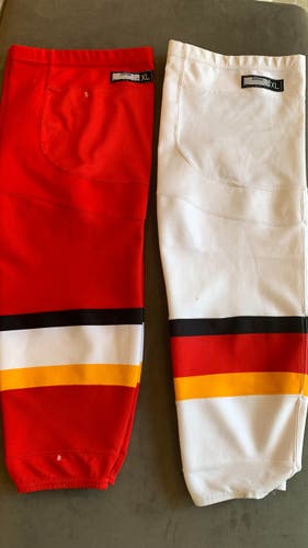 Used CCM/Reebok Edge Calgary Flames Home/Away Pro Stock Hockey Socks