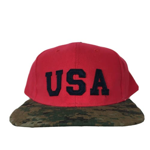 Custom Old Navy USA Snapback Hat Cap with Digital Woodland Camo Brim OSFM
