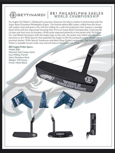 Bettinardi Limited Run Philadelphia Eagles SB Champs BB1 Putter