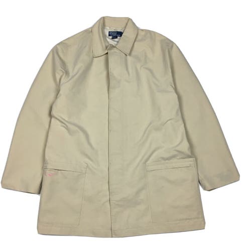 Vintage Polo Ralph Lauren Full Length Trench Style Coat Jacket Creme Men's Large