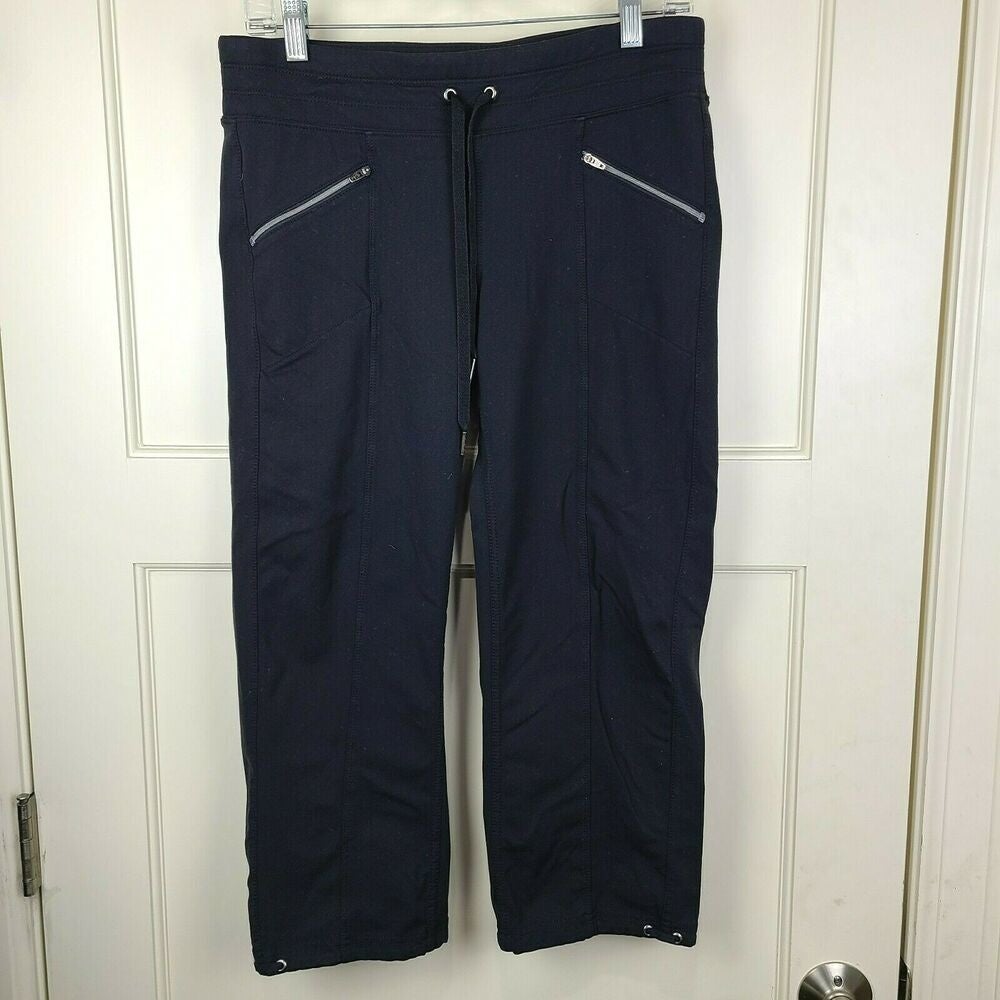athleta pants small athletic gray zipper pockets drawstring waist