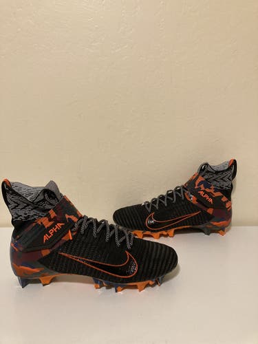 Nike Alpha Menace Elite 2 Black Orange Camo Men Football Cleats Size 11