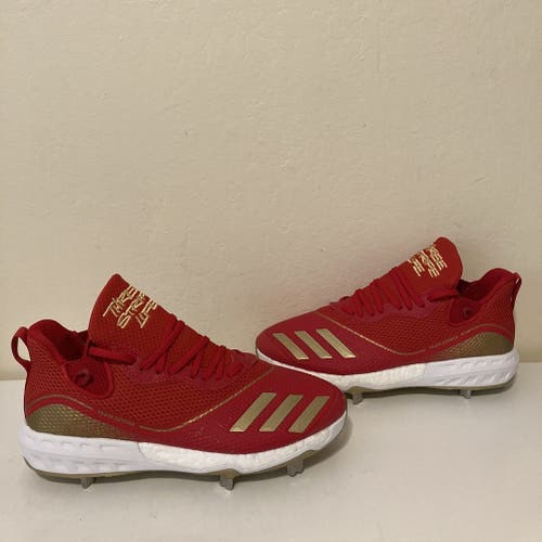 Adidas Icon V Boost White Red Gold Men Metal Baseball Cleat Size 10
