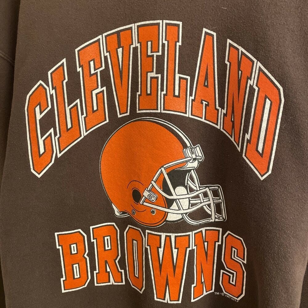 Vintage Cleveland Browns NFL Football Crewneck Sweater Comfy Sweatshirt  Ohio Cavs Russell Athletic XL Made USA 1990s Orange 90s Xtra Large