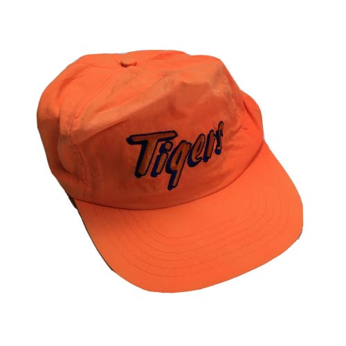 Vintage 90s Detroit Tigers Neon Script Logo Snapback Hat Ball Park Hot Dogs