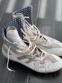 USED - Under Armour Team USA Spine Highlight MC Cleats Size 11.5 White/Blk/Red