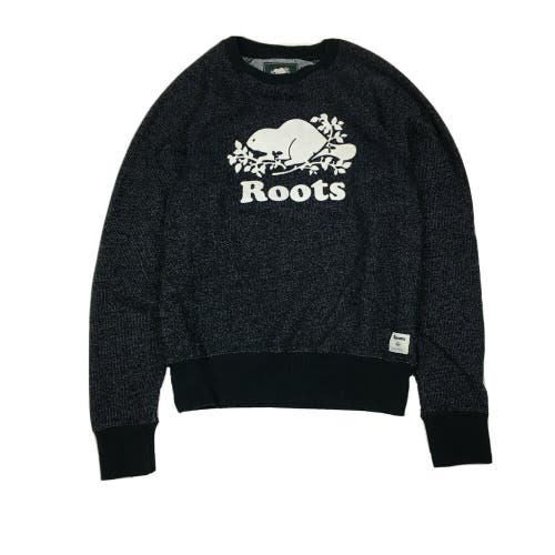 Roots Athletics Canada Salt and Pepper Crewneck Sweatshirt Black/White XXS