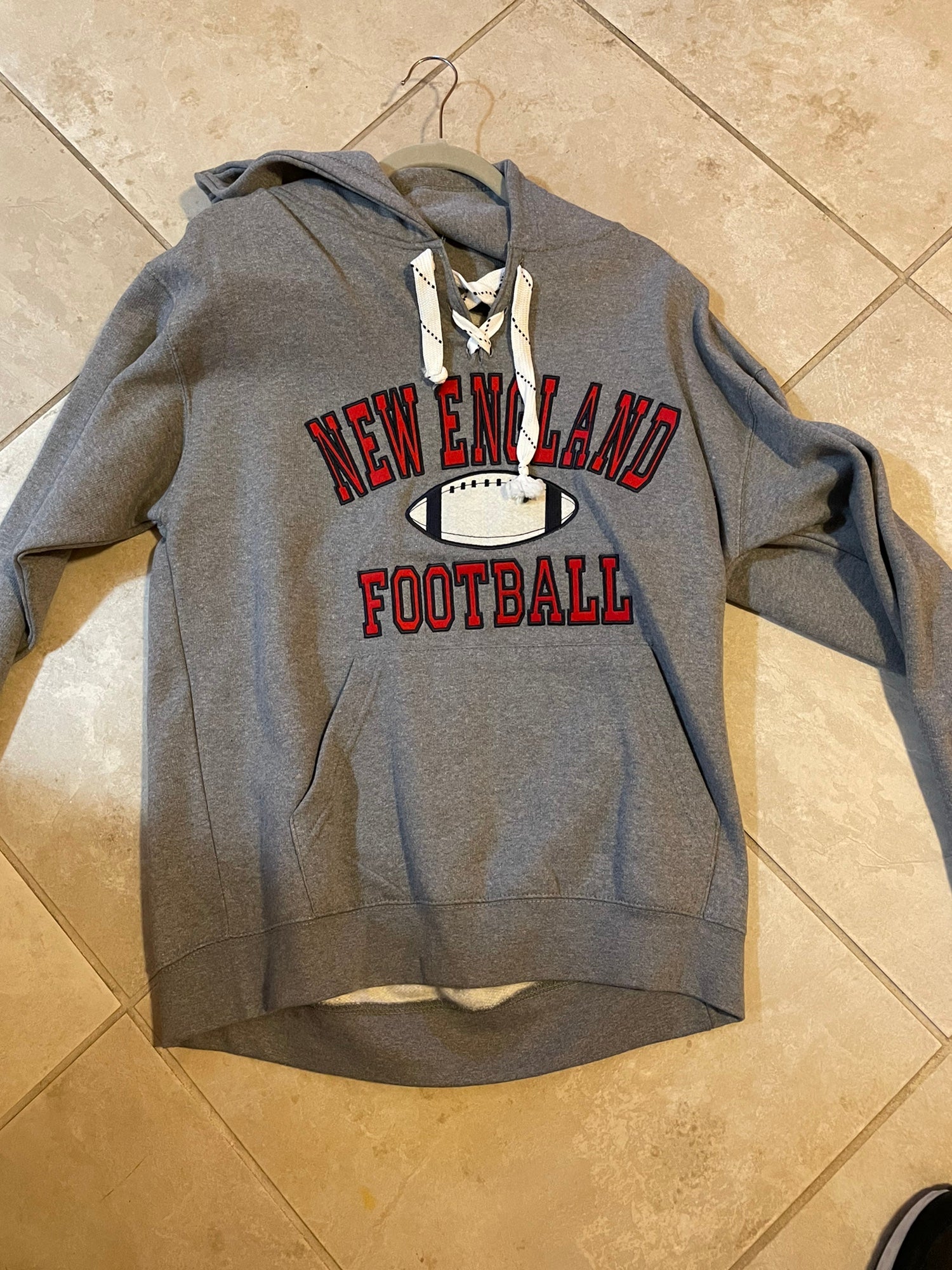 New England Patriots Sweater Adult Large Gray NFL Hoodie Sweatshirt / Hood