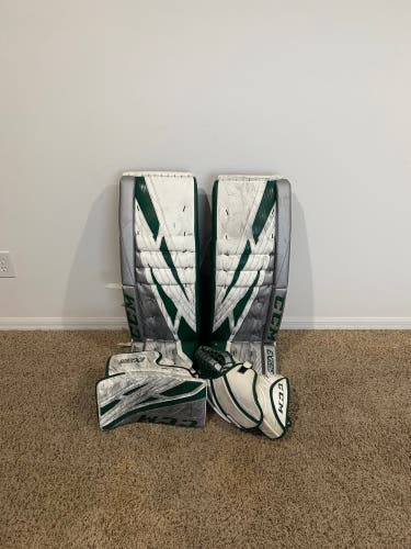 Silver And Green Senior 34+1.5” Regular Pro Stock Extreme Flex 4 Goalie Full Set