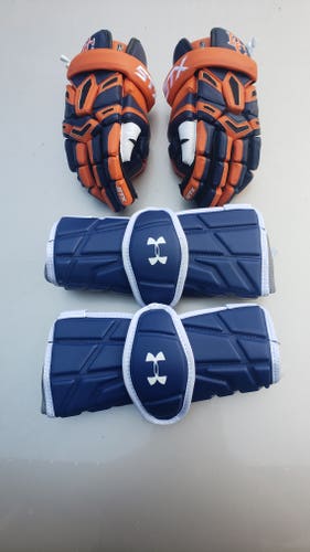 New Custom "EC" STX Cell Lacrosse Gloves 13" with Under Armour Arm Pads/Guards