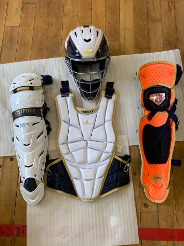 All Star Fastpitch AFX Catchers Set Custom Color White/Navy/Gold
