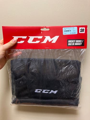New CCM Black SR Socks 30"
