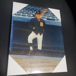 Sparky Anderson #11 Detroit Tigers Jersey Retirement Ceremony Canvas Art  9"x11"
