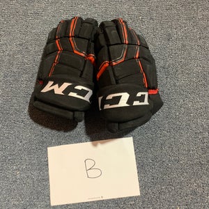 Game Used Black CCM HGQL Pro Stock Gloves New Jersey Devils Team Issue 14”