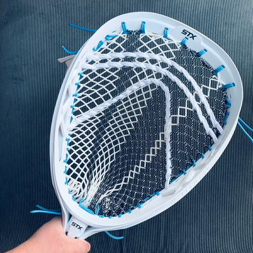 STX Eclipse 2 w/ Mean 14D The Mesh Dynasty - Goalie Head Eclipse II Carolina Blue Black & White